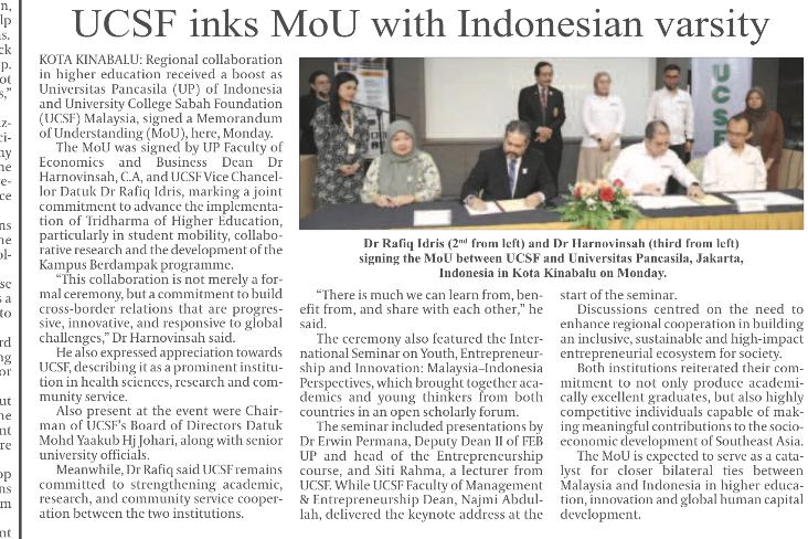 MoU between University College Sabah Foundation (UCSF) and Sabah Birdwatchers Association (SBA)